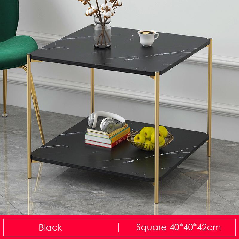 Black Marble Print Gold Metal Contemporary Square Coffee Table