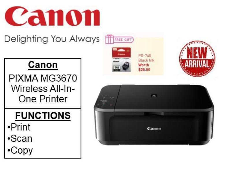 Canon PIXMA MG3670 **Free PG-740 Black Ink Worth $25.50 Till 25th Aug 2019**  Wireless Photo Printer All-In-One  MG 3670 Singapore