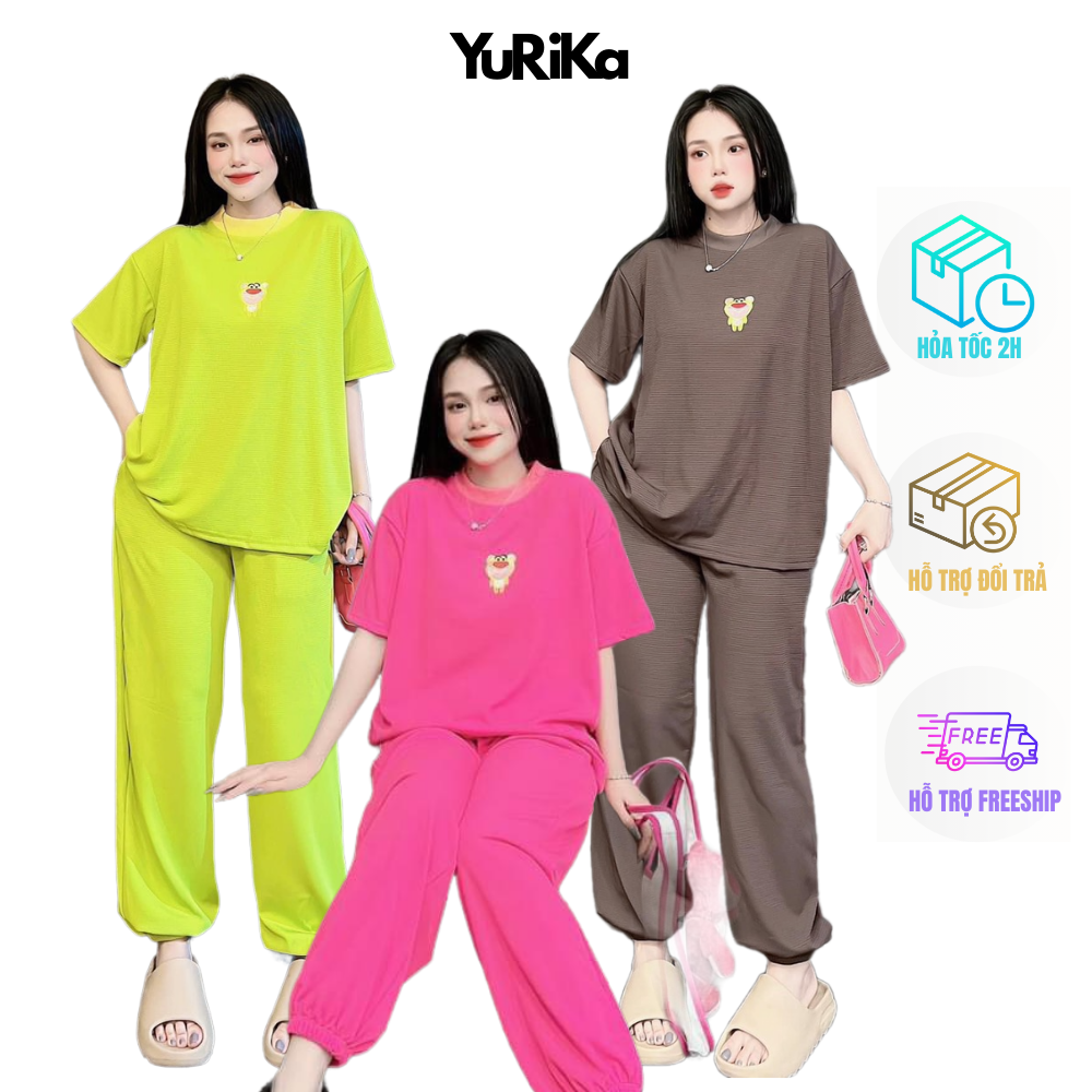Bộ quần áo nữ thun gân tăm - Bộ quần ồng rộng kèm áo thun gân tăm siêu thoải mái Yuri