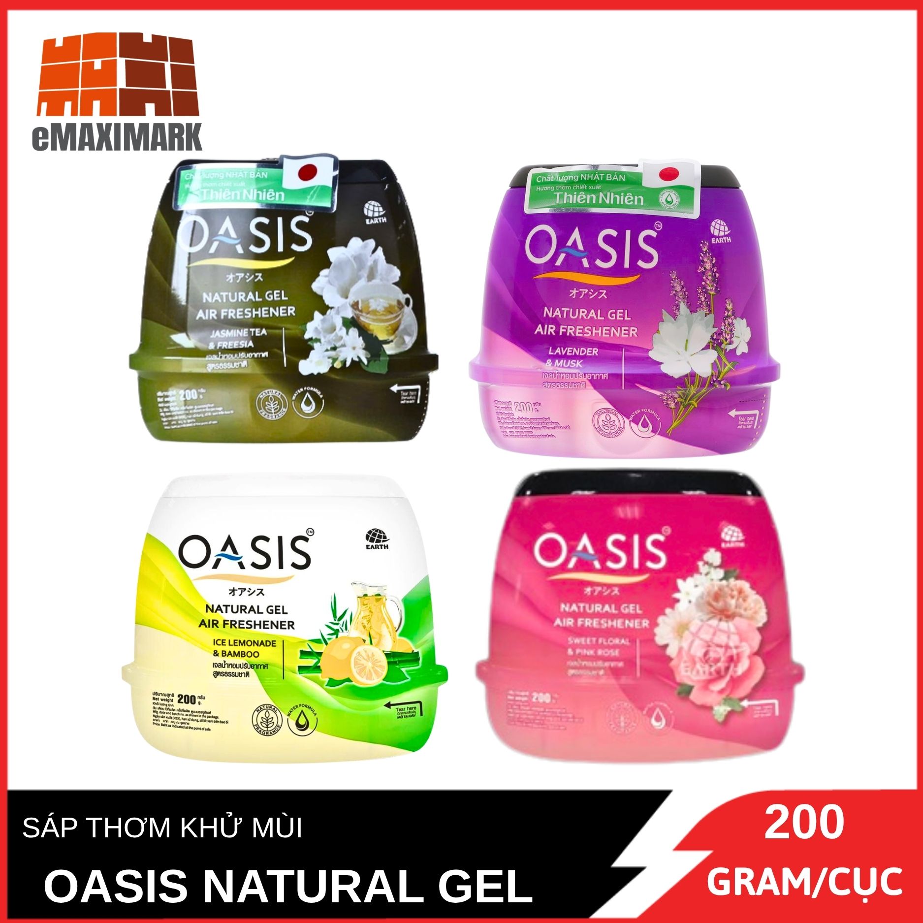 SÁP THƠM KHỬ MÙI OASIS NATURAL GEL 200G/CỤC