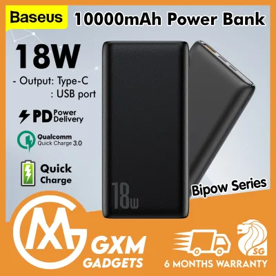 Baseus Bipow 10000mAh 18W PD QC Quick Charge Portable Power Bank Compatible For iPhone Samsung Huawei Xiaomi