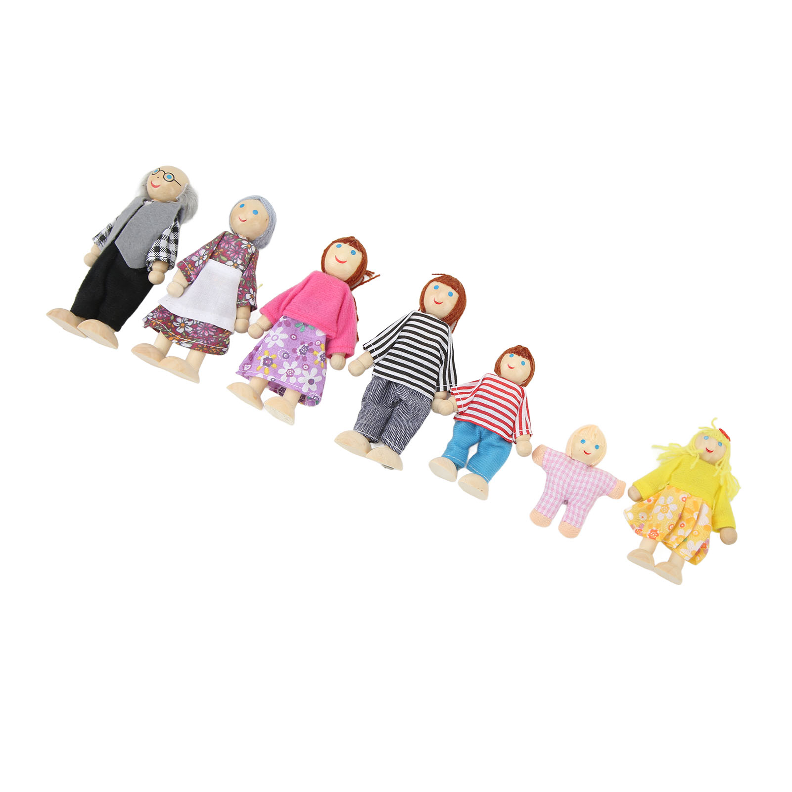 Wooden Doll House Family, Doll Family Pretend Play Figures Skill  Development 7 Dolls For 1:12 Dollhouse