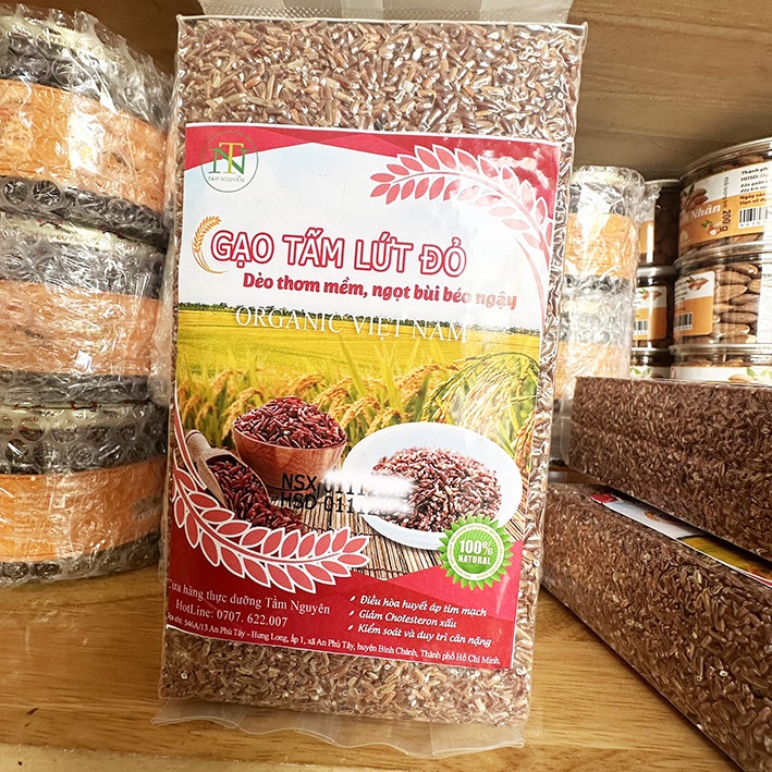 Gạo tấm lứt đỏ hữu cơ Việt Nam gạo 6 tháng-Túi 1kg dùng ăn số 7 - NMOFF