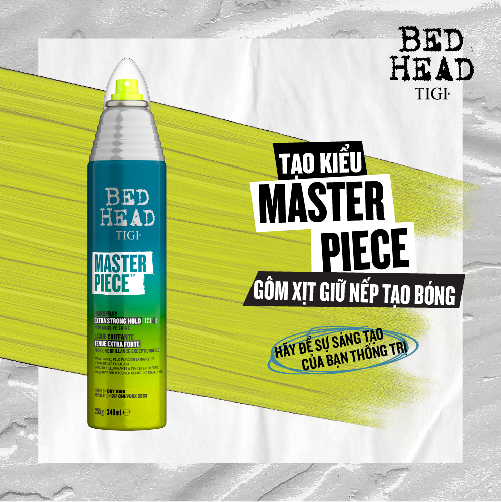 Gôm xịt giữ nếp siêu bóng tigi bed head masterpiece™ 255g 340ml