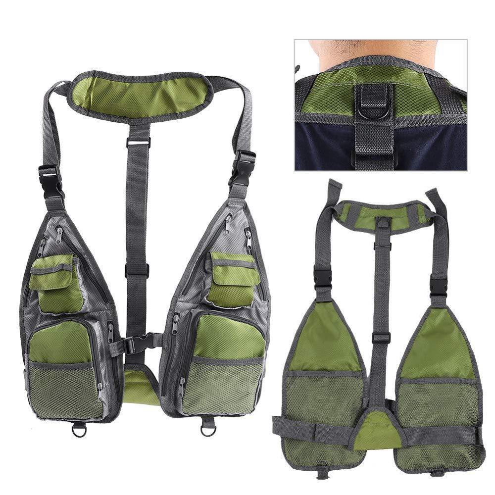 Outdoor Breathable Fishing Vest D-Ring Sports Multi-Ftion Pouches Vest