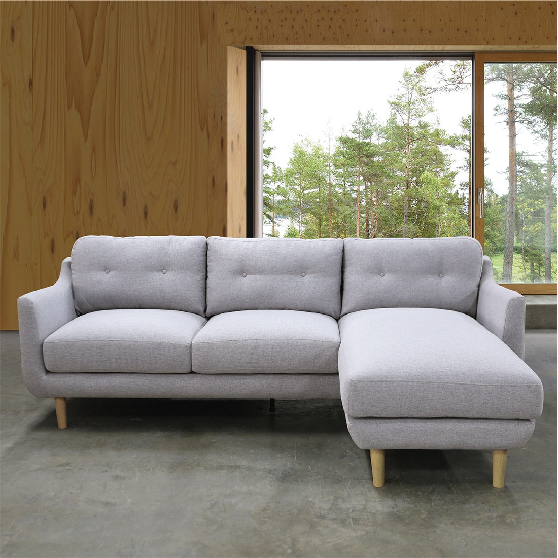 SB Design Square KONCEPT FURNITURE โซฟาเข้ามุม Sofast รุ่น CAPITAL ผ้าสีเทาอ่อน (220 x 145 x 85 ซม.) ราคา 17,900 บาท*ส่งฟรี