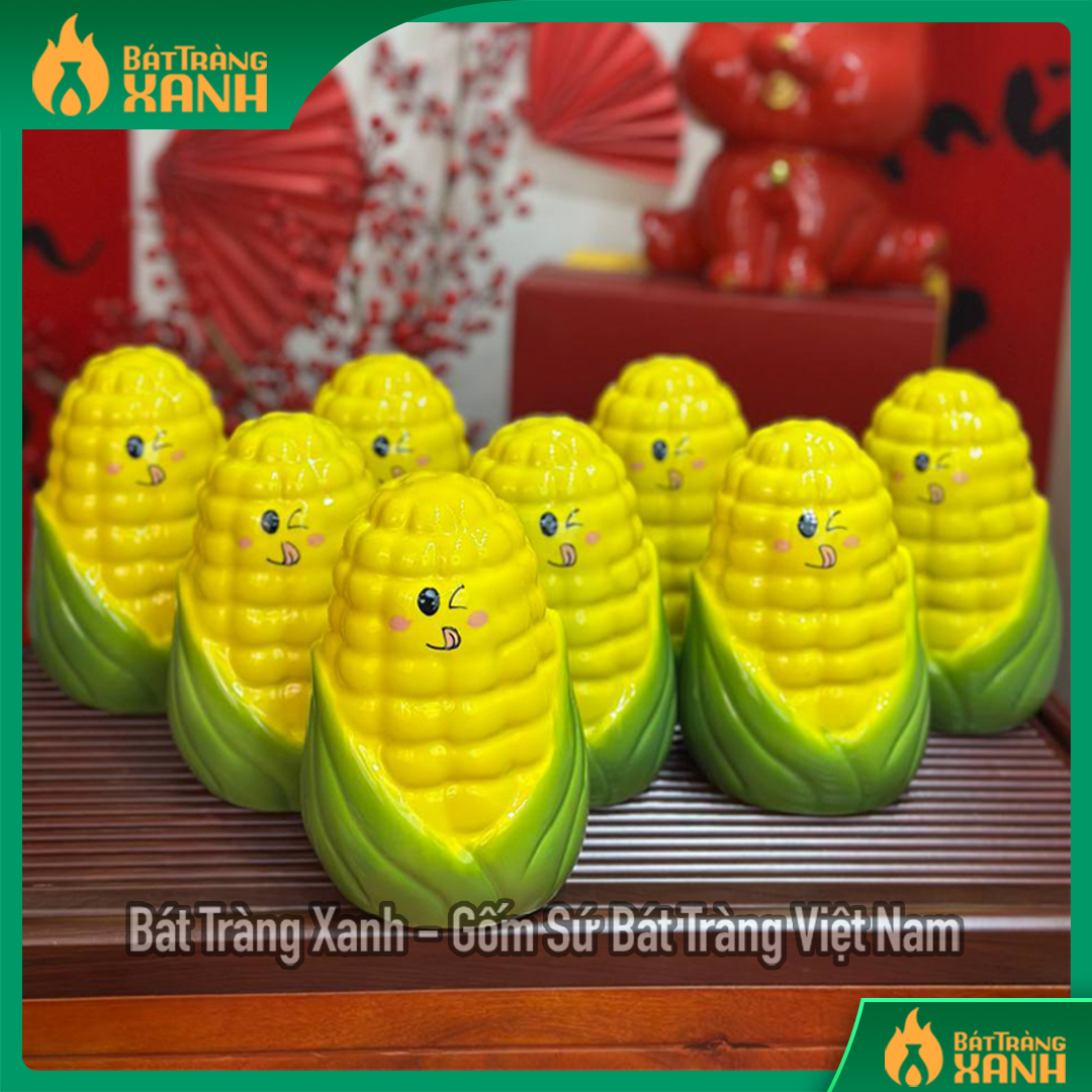 Heo Sứ Tiết Kiệm Hình Bắp Ngô Gốm Sứ Bát Tràng – Ống Heo Tiết Kiệm Siêu Dễ Thương – Lợn Đất Tiết Kiệm Hình Bắp Ngô