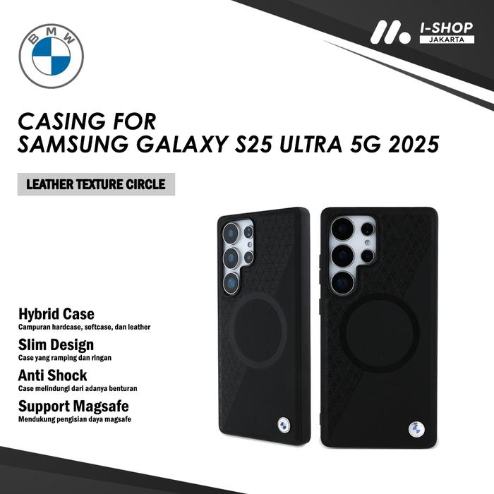 Casing Samsung Galaxy S25 Ultra 5G 2025 BMW Leather Texture Circle Hybrid Hard Soft Leather TPU PC PU Case Bumper Shockproof Cover Slim Ring Magsafe Nirkabrl Black Harga 1,175,000 rupiah*Gratis Ongkir