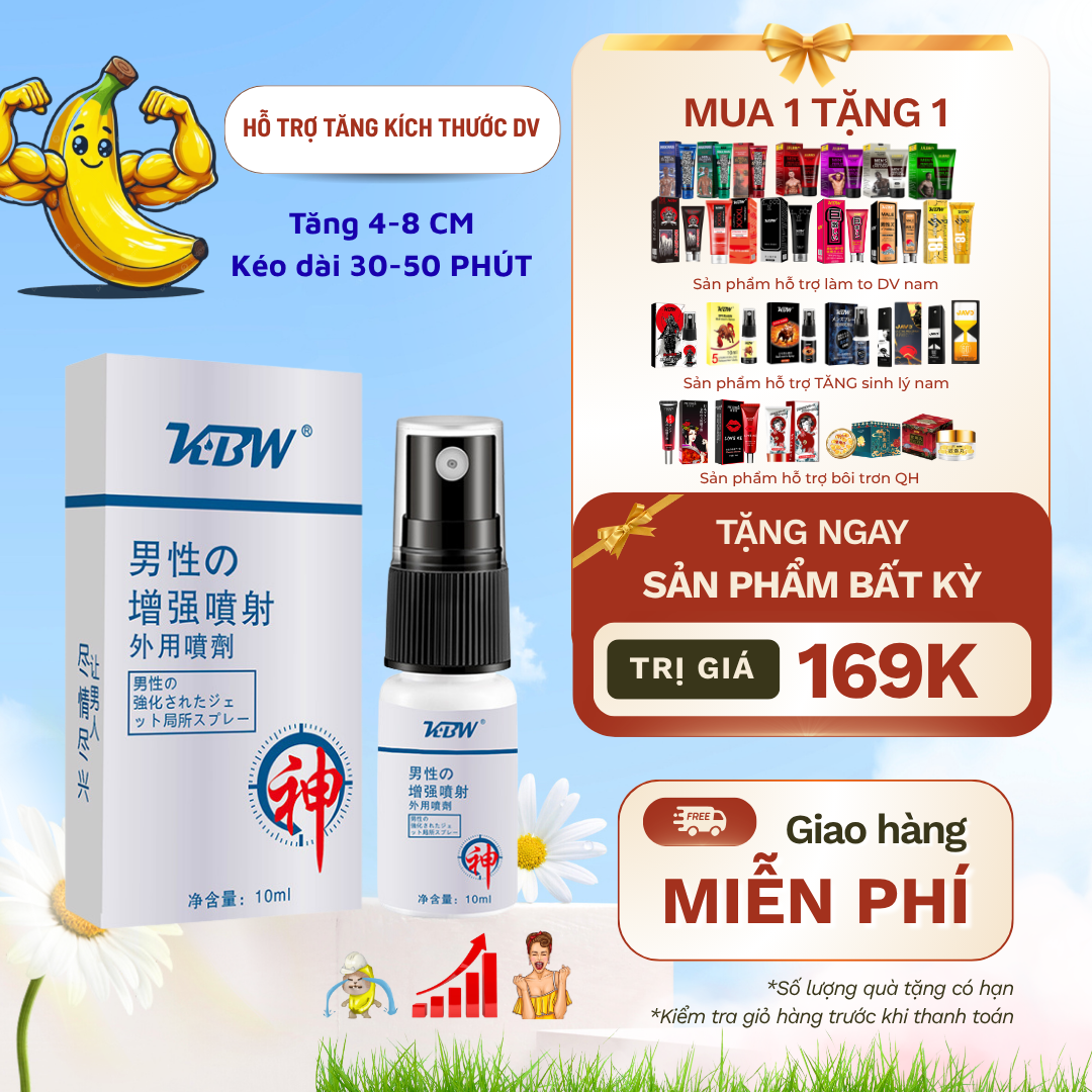 (CHE TÊN) Chai Xịt Nam KBW Chính Hãng – Hỗ Trợ Tăng Thời Gian Làm Chủ Đêm Dài, Tăng Cường Sức Mạnh Sức Bền Giúp Đàn Ông Thêm Tự Tin Cuốn Hút