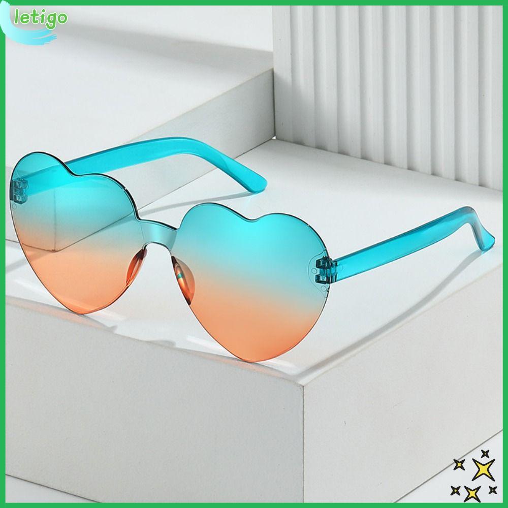LETIGO Hài Hước Tròng kính Gradient Đầy màu sắc Kính râm dự tiệc Kính râm hình trái tim Kính trái tim Che nắng