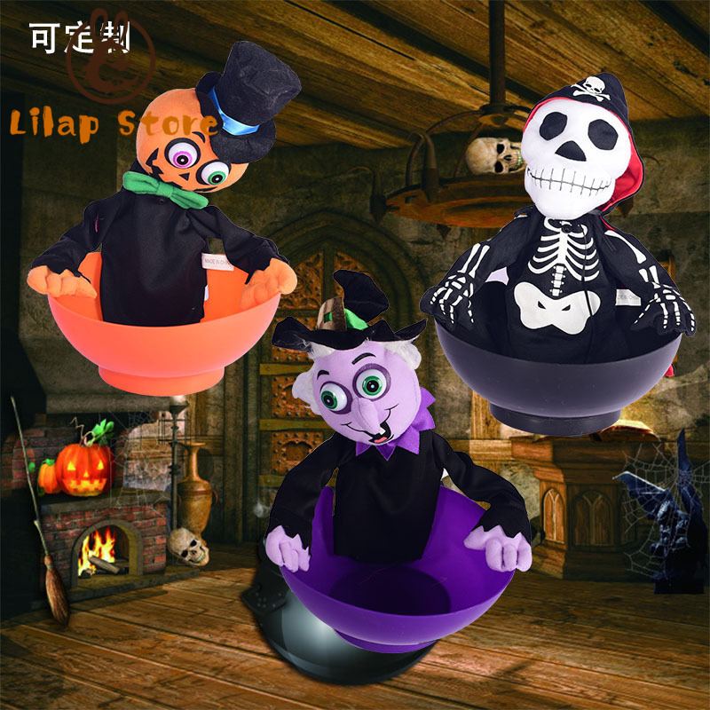 Giao Hàng Nhanh Halloween Hoạt Hình Trang Trí bát đựng kẹo Cảm Ứng Kích Hoạt Phù Thủy bát đựng kẹo Với Âm Thanh Creepy Cho Halloween Prank Đạo Cụ