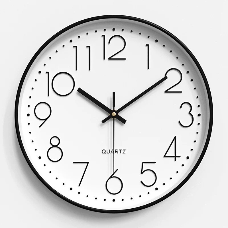 นาฬิกาแขวนทรงกลม 8 10 12 นิ้ว เรียบง่ายและมีสไตล์ นาฬิกาเดินเงียบ wall clock