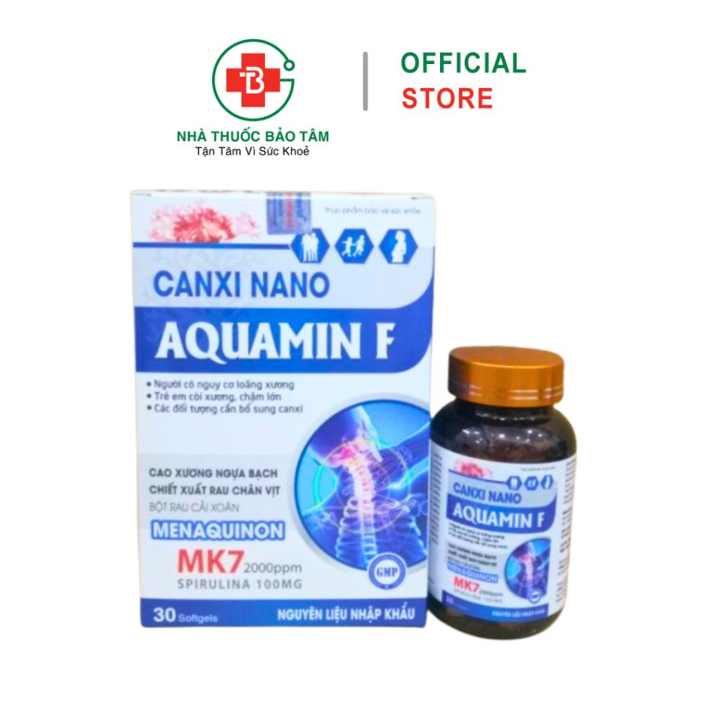 Canxi nano mk7 Aquamin giúp xương răng chắc khỏe, ngừa loãng xương - Hộp 30 Viên