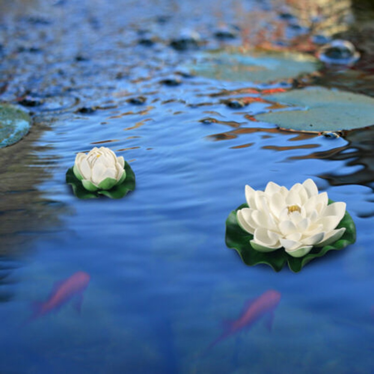 6 chiếc hoa hoa sen nước hoa Lily nhân tạo trang trí sân vườn trắng giả hoàn hảo 【miễn phí vận chuyền】