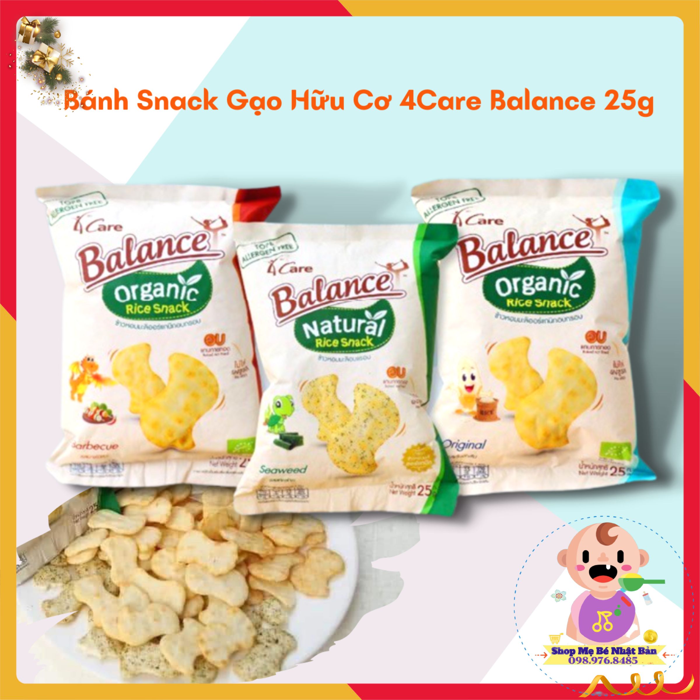 Bánh Snack Gạo Hữu Cơ 4Care Balance 25g - Snack Organic Cho Bé