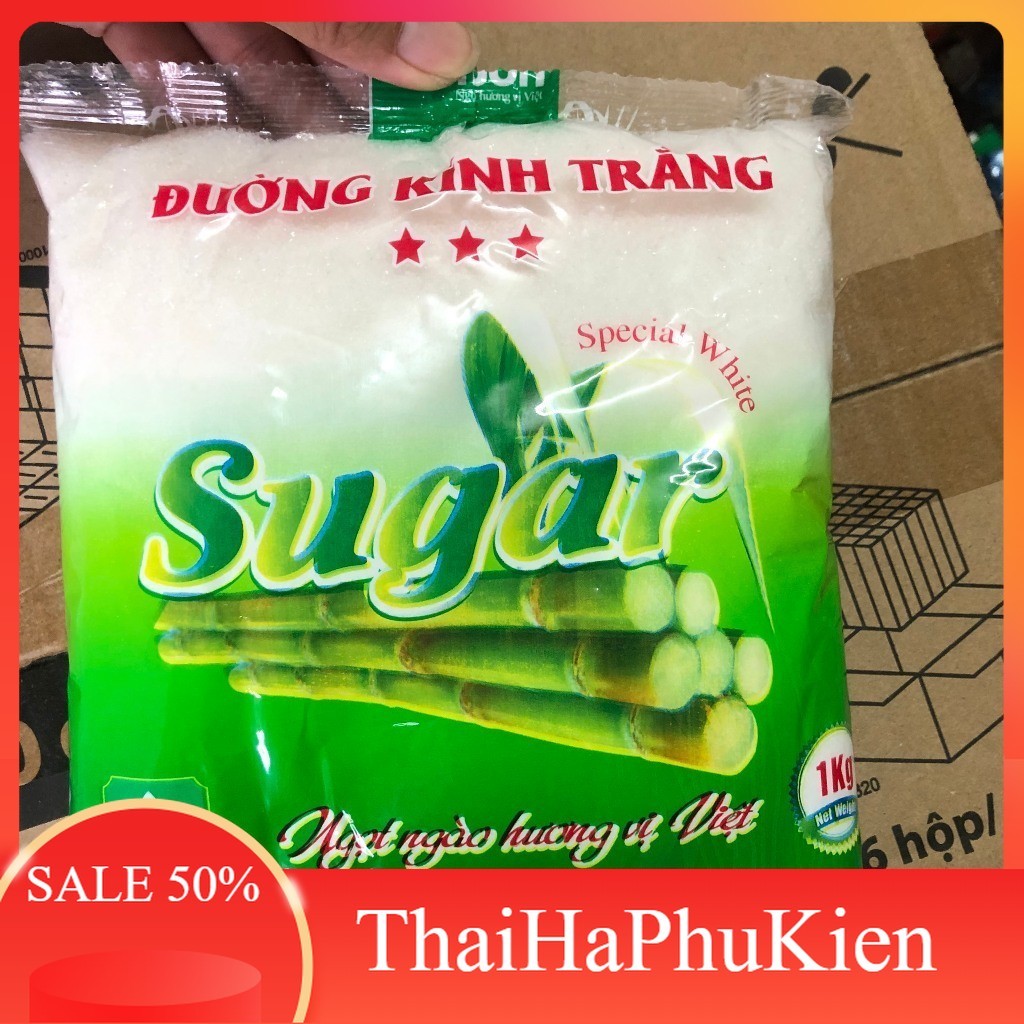 ( Combo 5 túi ) Đường tinh khiết đủ 1kg xuất khẩu đường kính trắng, đường vàng