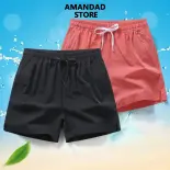 QiaoYiLuo Quần short nam màu trơn đào tạo thể thao tập thể dục Lụa băng thoáng khí rộng Quần đùi ống đứng giản dị