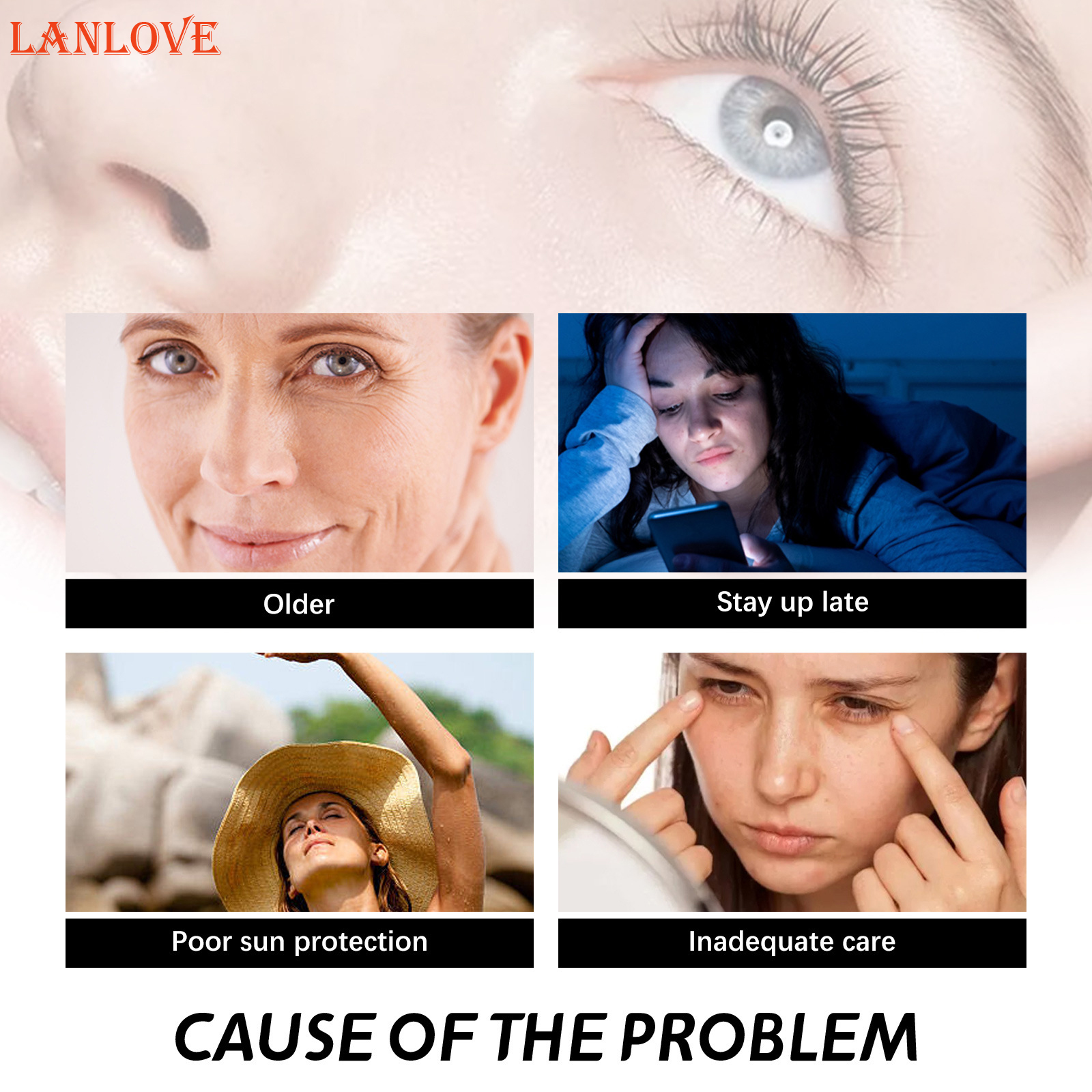 Lanlove 30 gam Retinol polypeptide Kem mắt chống bọng mắt nếp nhăn săn chắc mắt Kem mắt cho nữ Nam Bộ chăm sóc da cho mắt