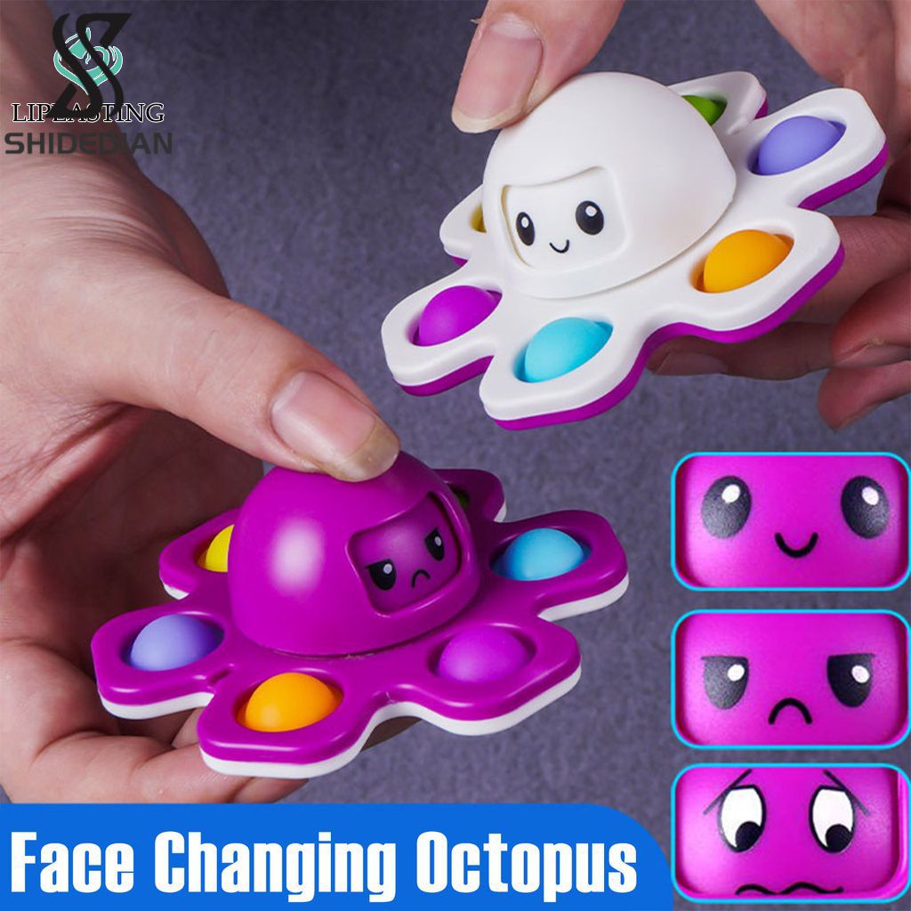 SHIDEDIAN Bật nó bạch tuộc Fidget Spinner thay đổi biểu tượng cảm xúc vui vẻ toyface-thay đổi bạch tuộc có thể xoay Bạch Tuộc Nhiều màu