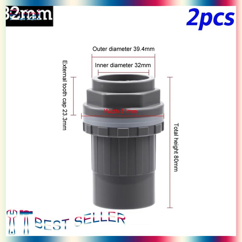 Fulai 2 chiếc đầu nối PVC ống thoát nước bể cá dày 20 25 32 mm ống thoát nước trong vườn đầu nối đầu vào bể cá cho bể cá - 7