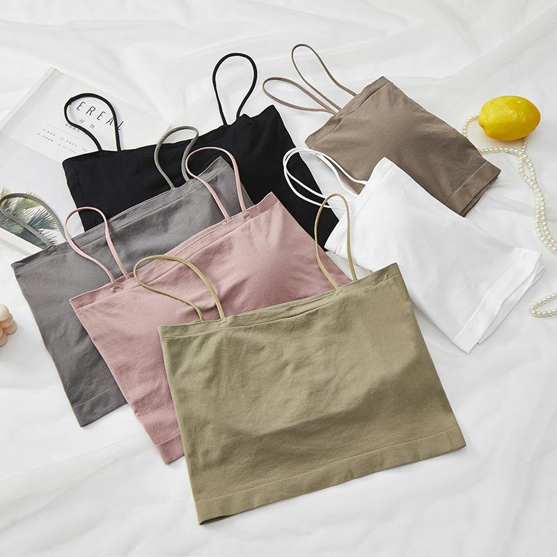 Mùa hè áo ngực độn Top Lụa băng yếm trong cho phụ nữ thời trang dạo phố Top backless quần lót thoải mái liền mạch dây đeo mỏng áo ngực phụ nữ