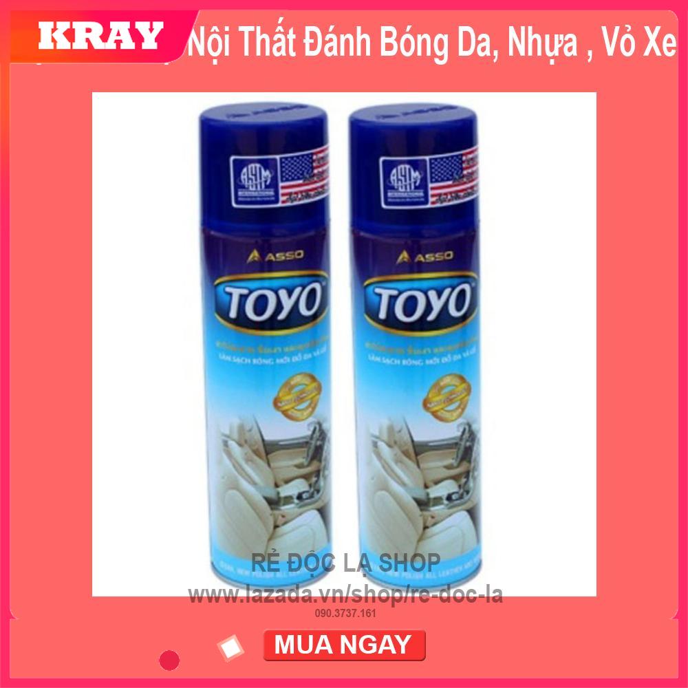 Bộ 2 chai xịt nội thất đánh bóng da nhựa vỏ xe Toyo 500ml công nghệ nano dễ dàng làm sạch đánh bóng các loại vật dụng làm từ đồ da gỗ cao su nhựa