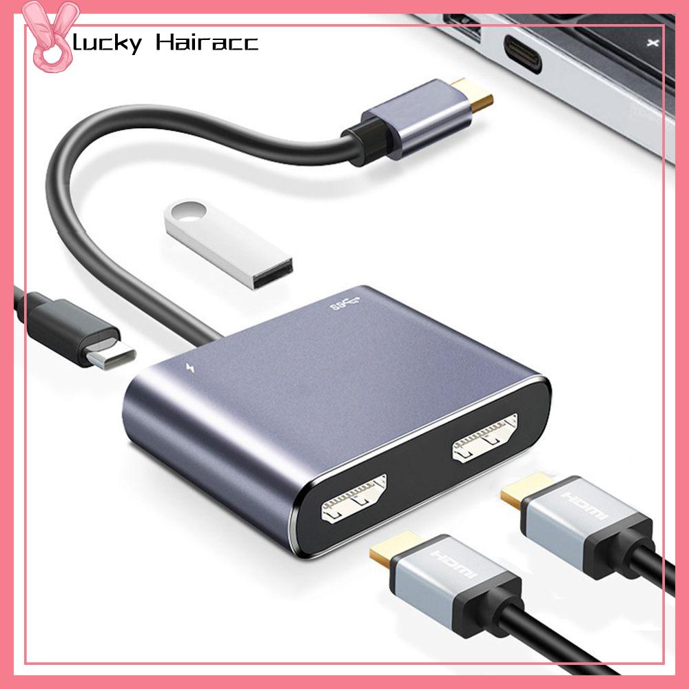 LUCKY HAIRACC Máy tính xách tay Bộ chuyển đổi 4K 60Hz Type-C để Dual HDMI Màn hình Mở Rộng Docking Station USB C HUB
