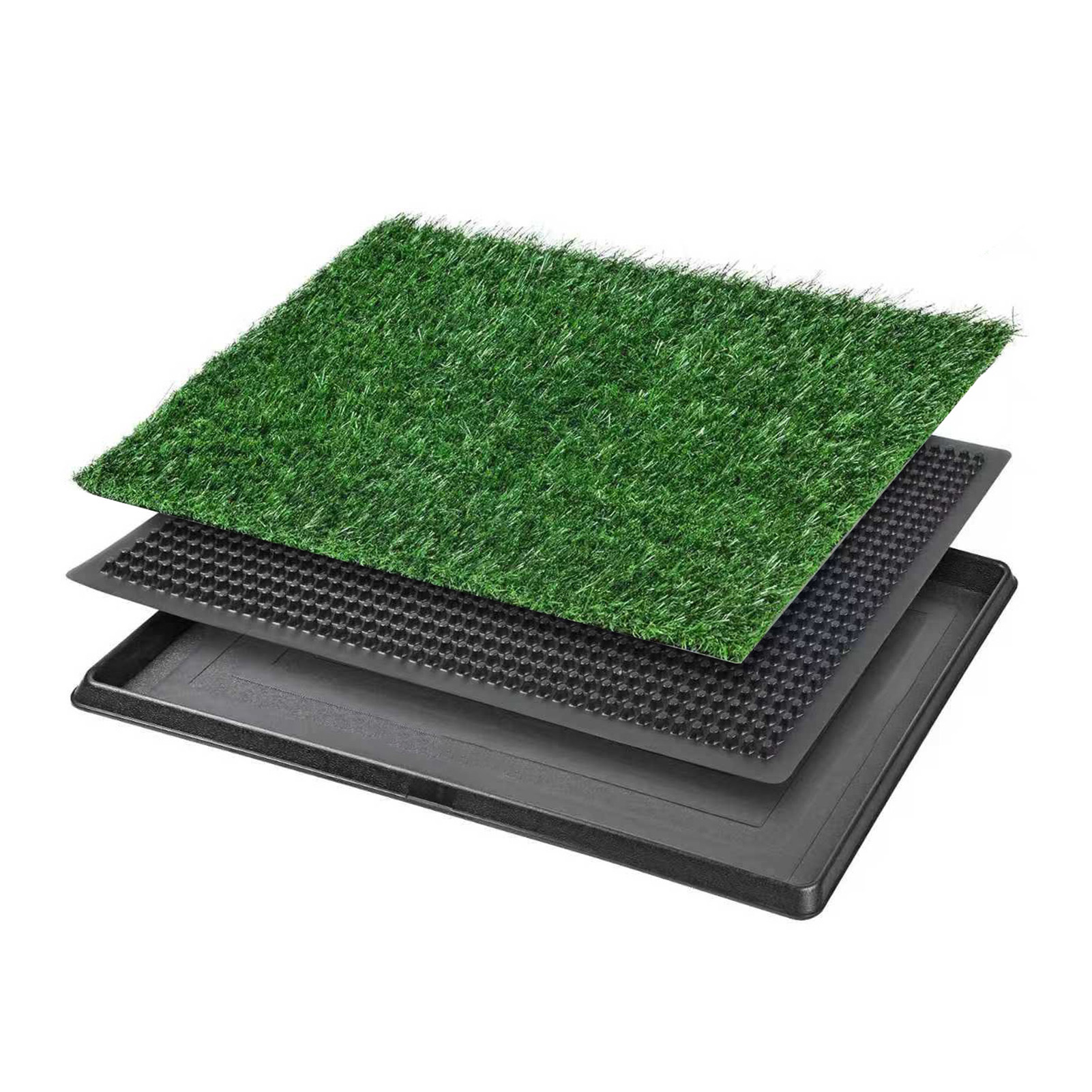 【Stock】 Indoor Dog Potty Pad Pee Pad with Drainage System for Dogs Artificial Grass Dog Pee Pad with Tray – Washable Reusable 3-layer Puppy Training Mat for Indoor Outdoor Use Perfect for Small Medium