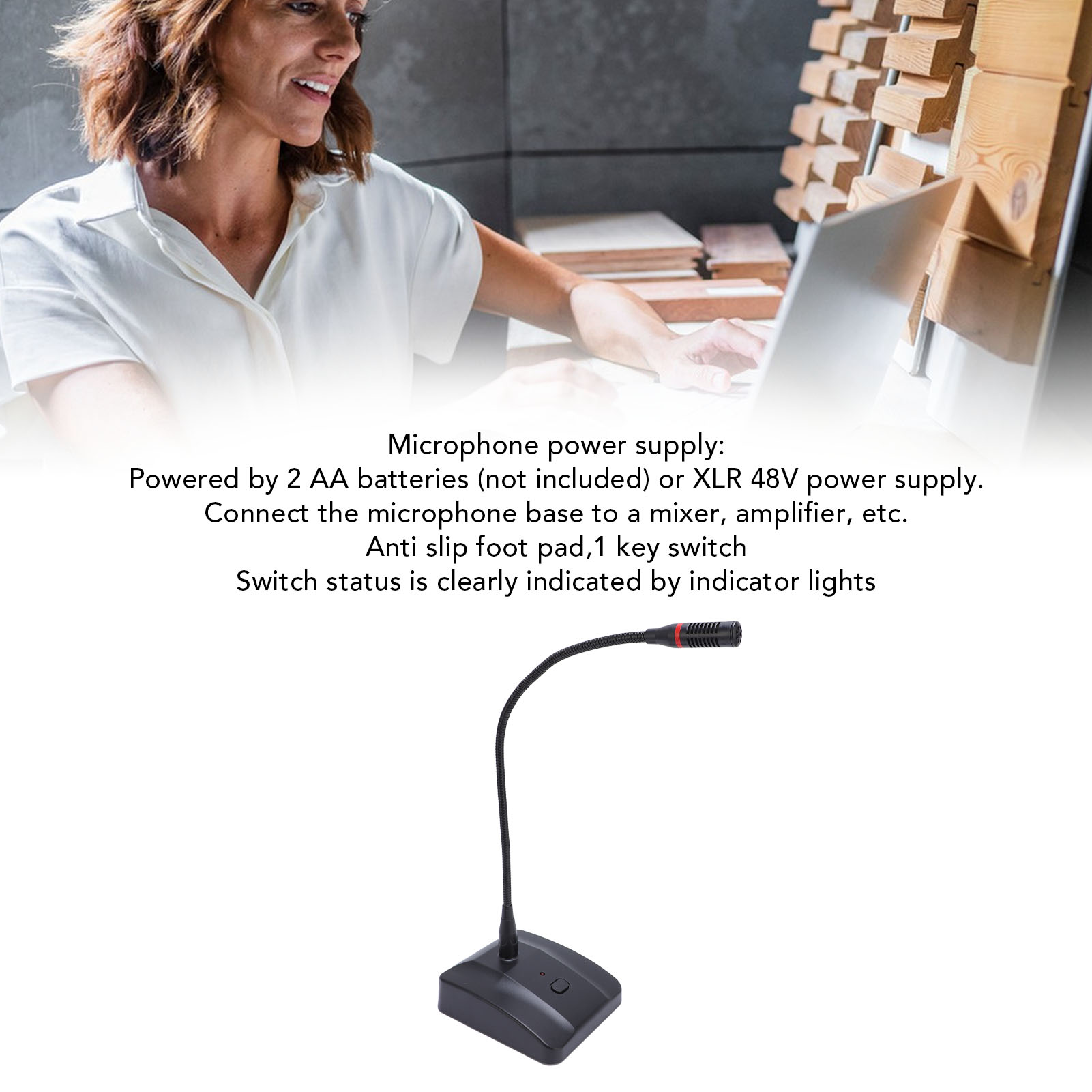Micrô điện dung cổ ngỗng để bàn Micrô bục XLR có thể điều chỉnh dạng cardioid có đế cho các bài giảng Cuộc họp truyền phát hội nghị truyền hình