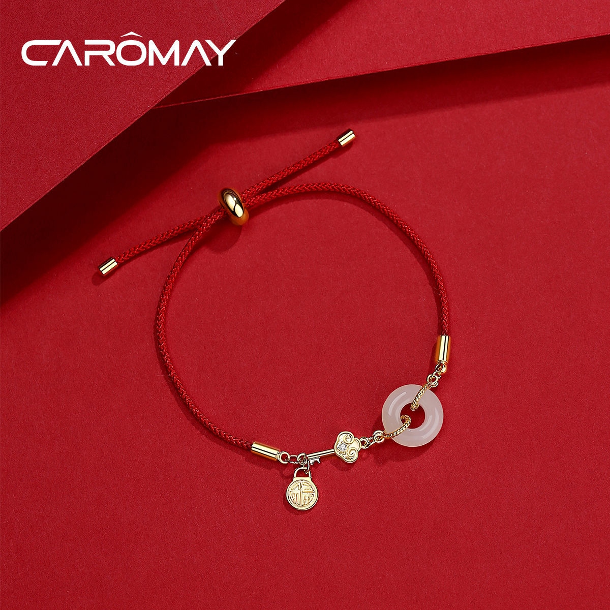 CAROMAY Ashore Buckle Red String Bracelet Couple's Blessing Chinese Valentine's Day Gift