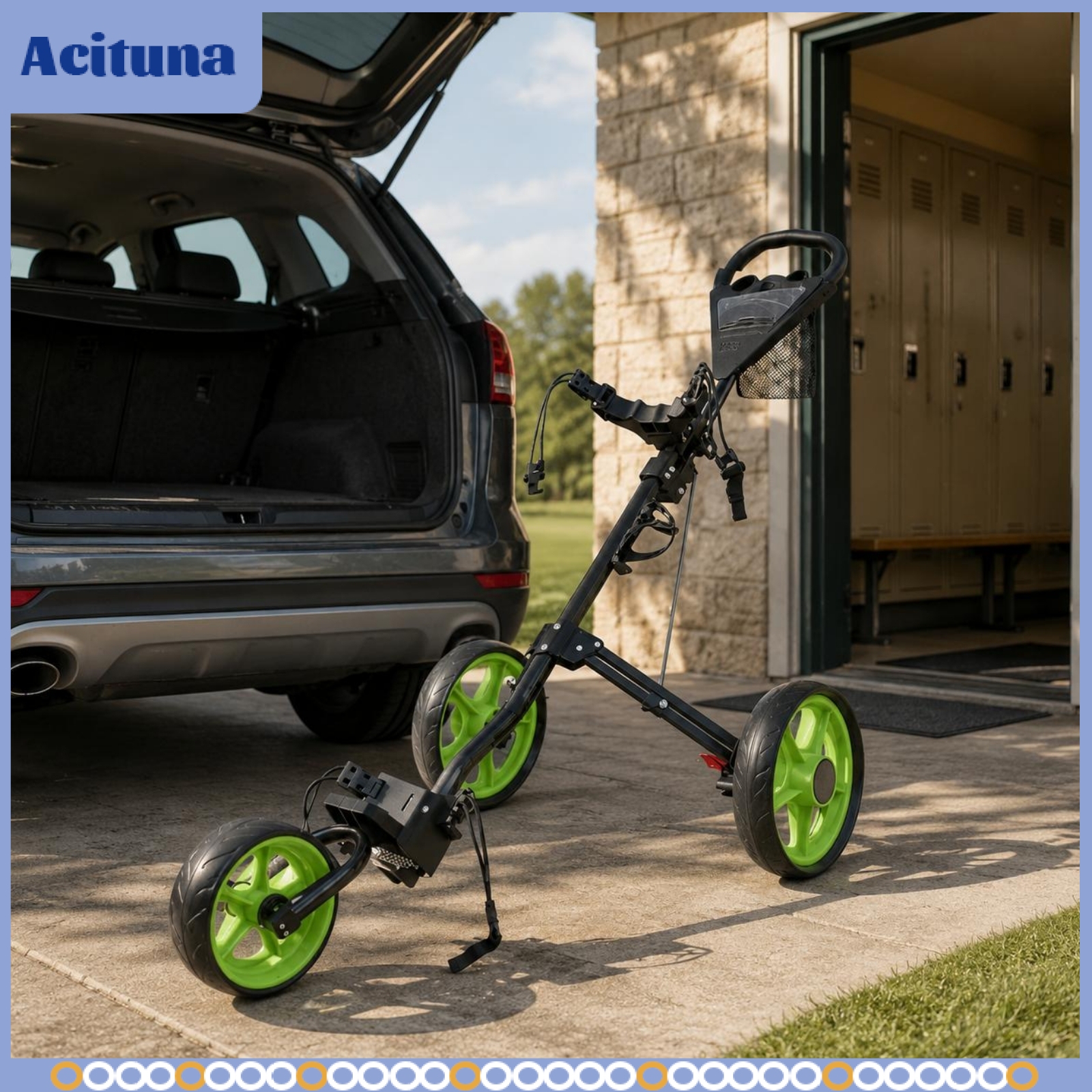 Acituna Compact Foldable Golf Bag Trolley Sturdy Folding Golf Trolley for Golfers ราคา 10,257 บาท*ส่งฟรี