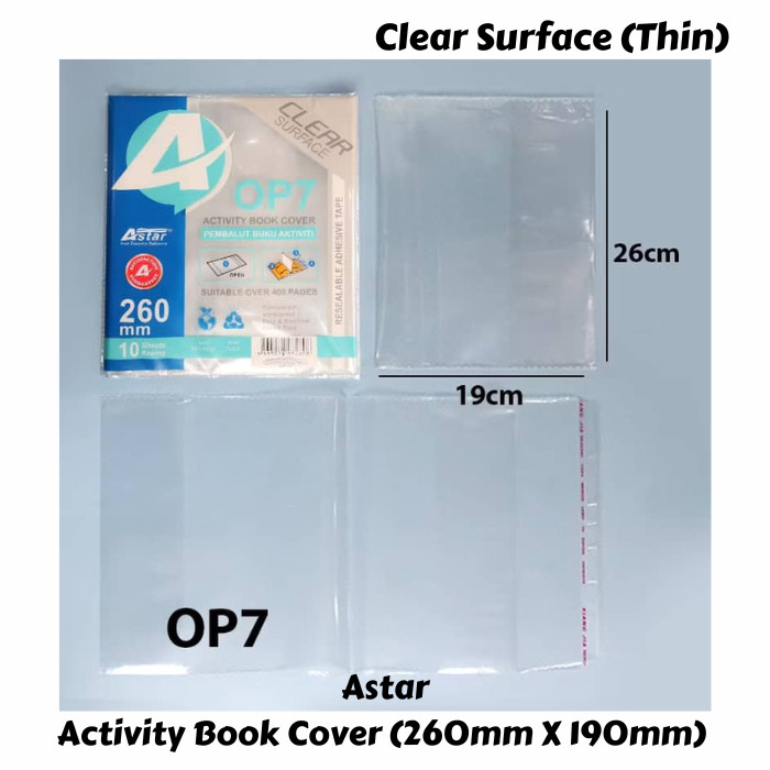 【ShopWithJoy】Astar Self Adhesive Book Cover Clear Wrapping Exercise Book Wrapper Pembalut Buku Teks A4 Book Buku Aktiviti