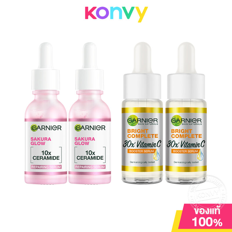 Garnier Booster Serum การ์นิเย่ เซรั่มบำรุงผิว [30ml x 2pcs] (Bright Complete/Sakura Glow) ราคา 824 บาท*ส่งฟรี