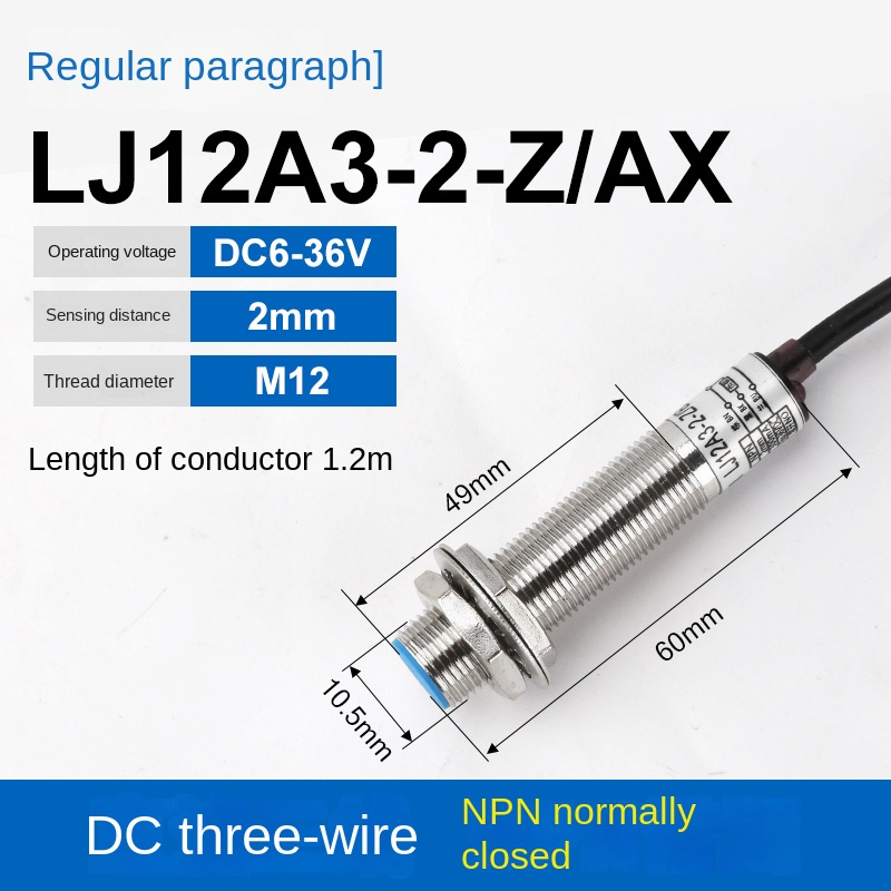 Cảm Biến Tiệm Cận M12 LJ12A3-2-Z/AX | Điện Áp Đa Dạng, NPN/PNP, Thường Mở/Thường Đóng, Cảm Biến Kim Loại Điện Cảm - LJ12A3-4-Z/BX