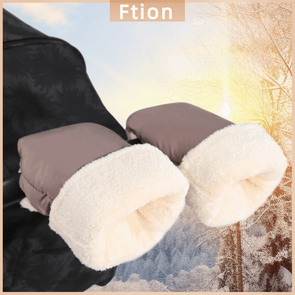FTION Mùa đông Găng tay xe đẩy em bé Đồ nhồi bông Chống thấm nước Găng tay lái xe Ngoài trời Lót lông cừu Găng tay chống đông Phụ kiện xe đẩy em bé