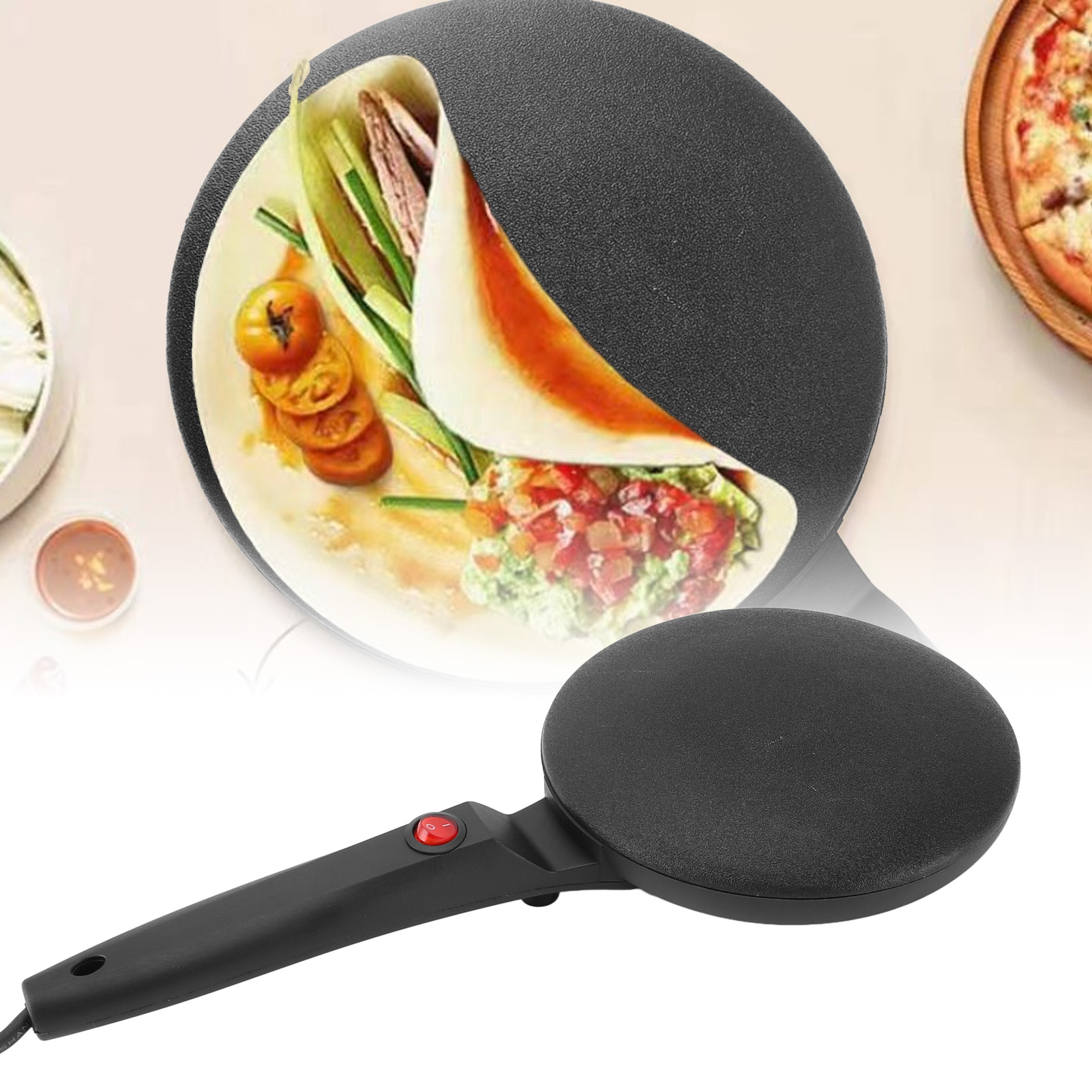 Điện Crepe máy tự động kiểm soát nhiệt độ khuôn bánh kếp hiệu quả vòng màu đen Stick bằng chứng khỏe mạnh cho TACO Đối với trang chủ