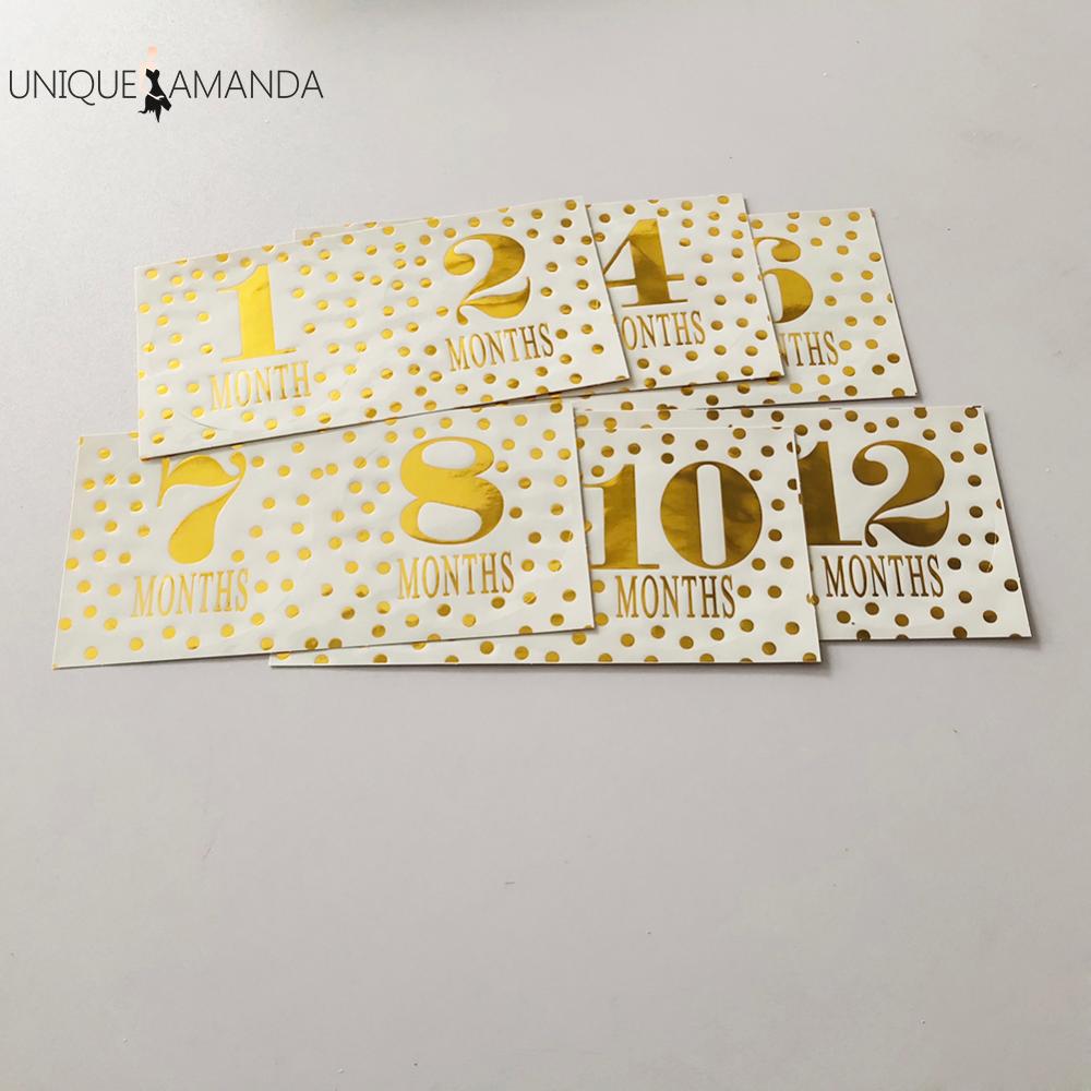 12 cái trẻ sơ sinh nhãn dán hàng tháng mang thai Milestone Bộ nhớ đạo cụ chụp ảnh