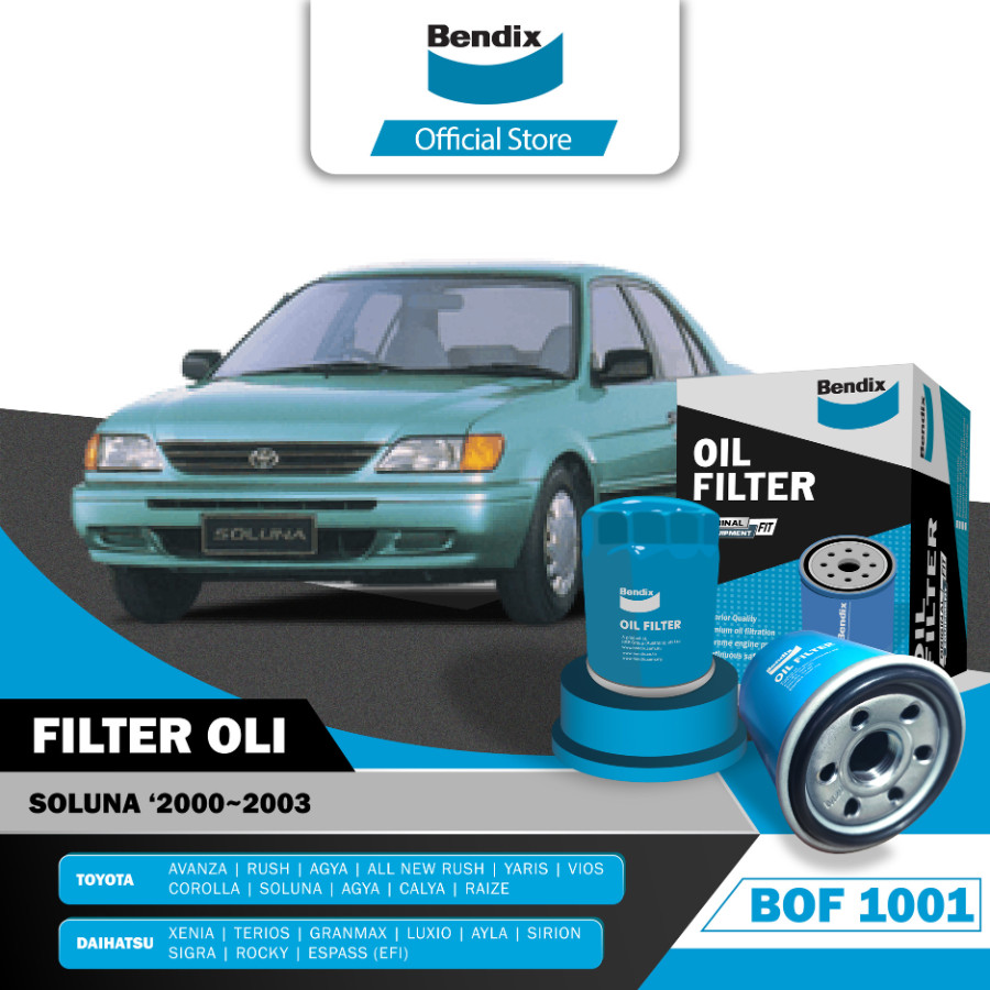 Bendix Filter Oli Saringan Oli Mobil Toyota Soluna- 2000-2003 - BOF1001 Harga 42,300 Ringgit*Penghantaran Percuma