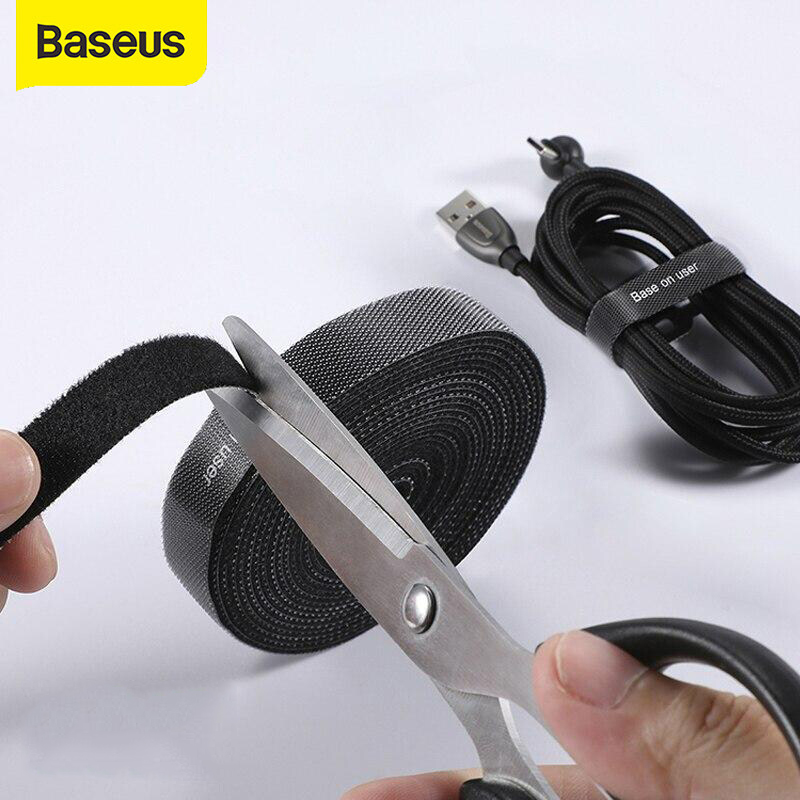 Bộ tổ chức cáp Baseus 1M 3M Cáp USB Nylon Tie Dây Winder Băng nylon cho