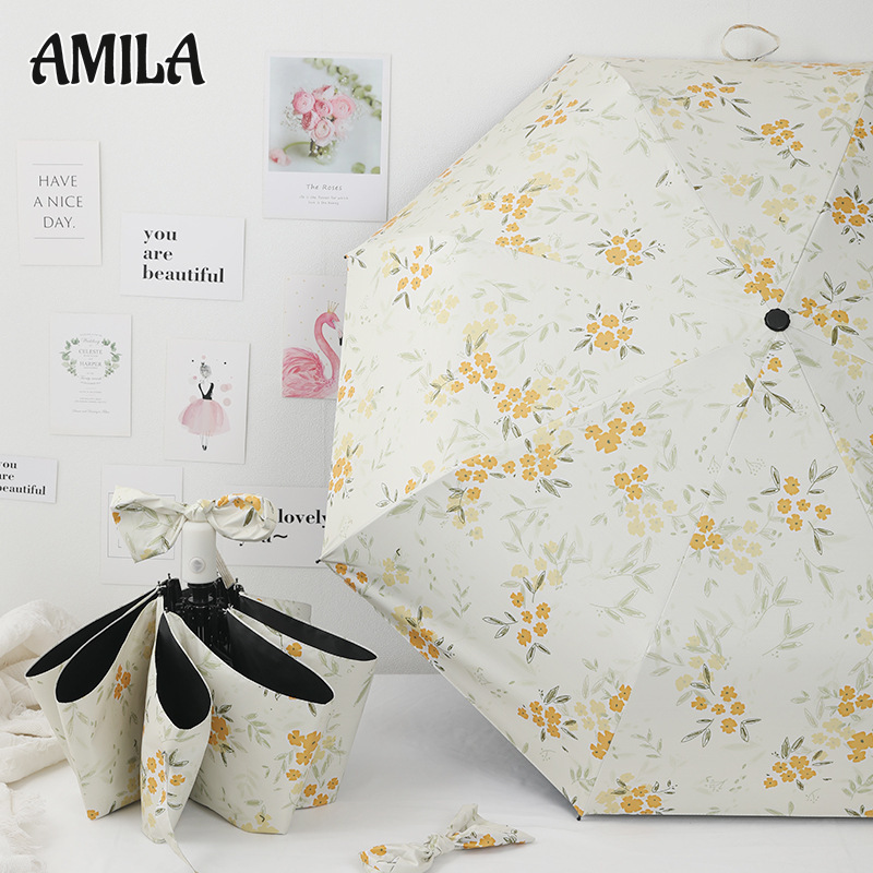 AMILA Trẻ em ô dù, ô dù, chống tia cực tím, ô dù mặt trời, ô dù, ô dù gấp, nhỏ tươi tươi, nhựa, mưa ô dù