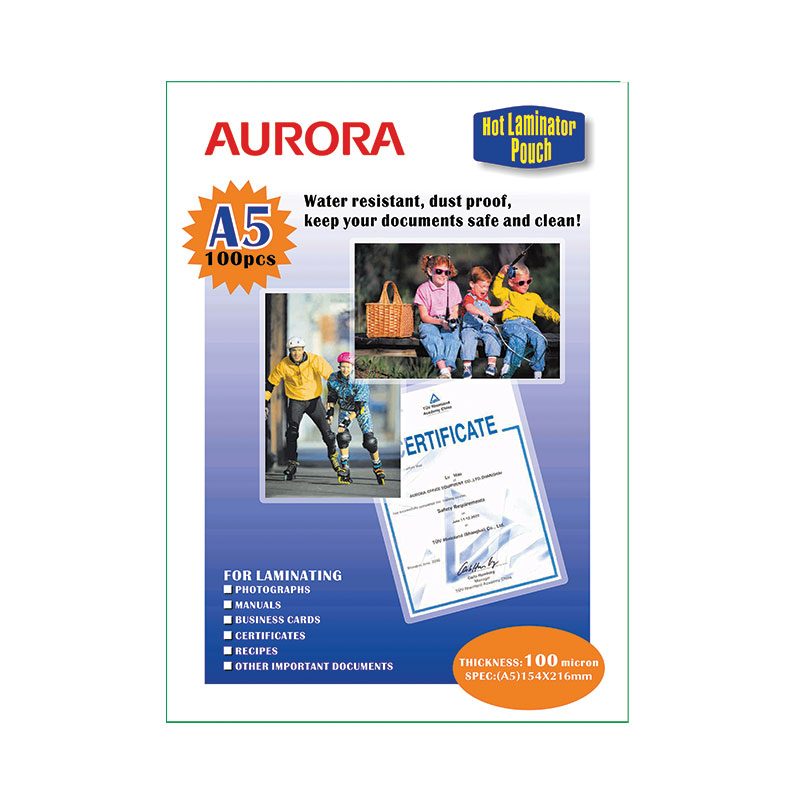 Aurora P100A5 A5 Laminating Pouches 154 × 216mm 100 Micron 100 Sheets
