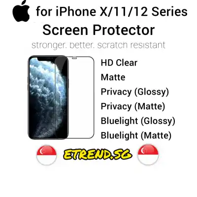 (Full Coverage) iPhone 12 Pro Max / 11 Pro Max / XR / X / XS Max Glass Screen Protector HD Clear Matte Privacy Bluelight