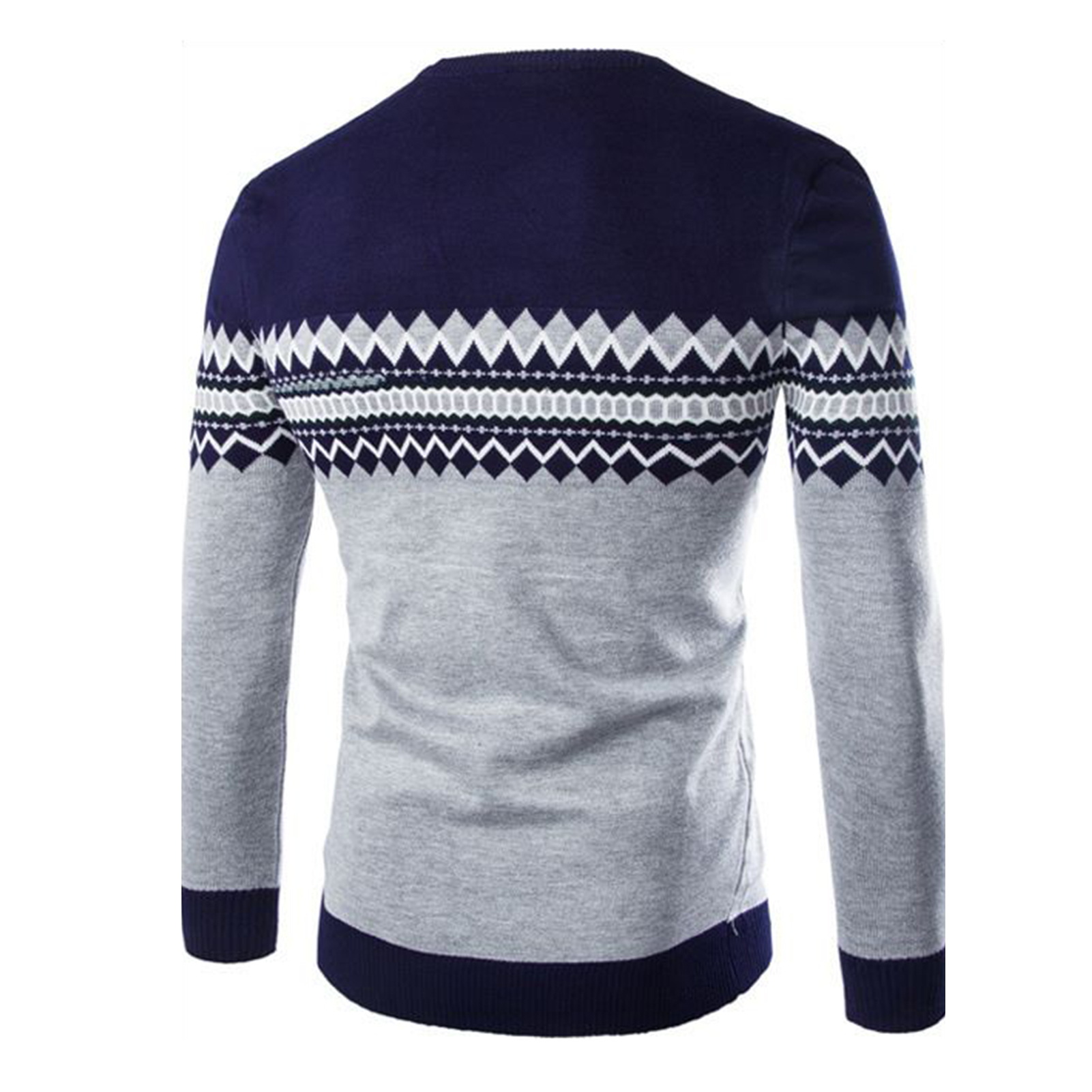 Trendy Round Neck Striped Sweater Men Loose Fit Sweater Men's Winter Sweater Classic Crew Neck Long Sleeve Thick Warm6_voghion.com