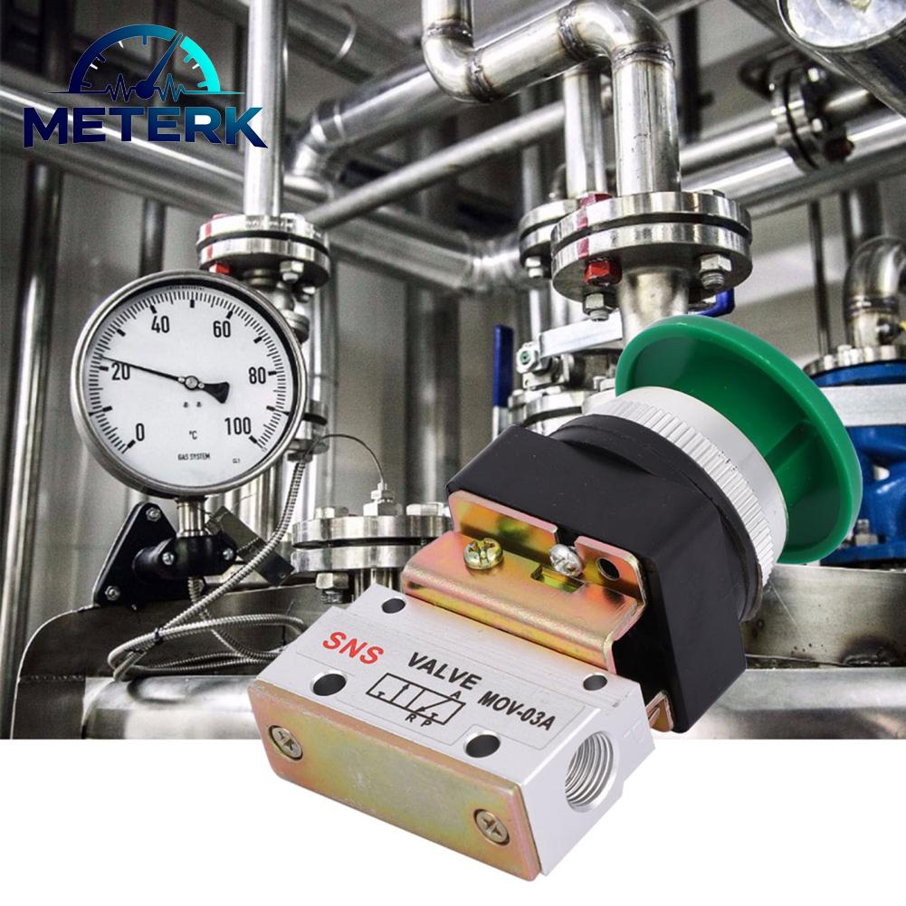 Meterk 2 Position 3 Way G1/8 Pneumatic Mechanical Valve Push Button Switch MOV-03A ราคา 267 บาท*ส่งฟรี