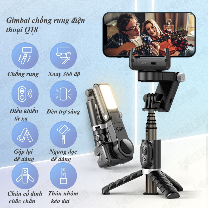Gimbal chống rung điện thoại Q18, Gimbal điện thoại theo dõi chuyển động, Điều khiển từ xa, Gymbal chống rung