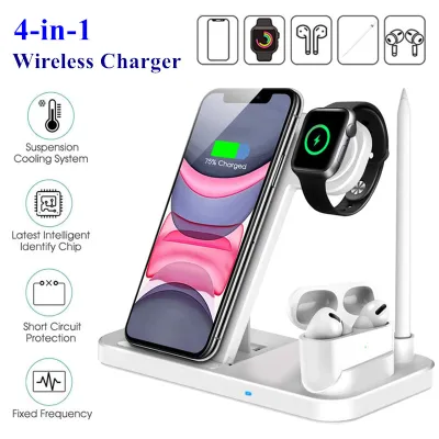4 in 1 Wireless Charger Updated Version Qi-Certified Fast Charging Station Foldable Charging Dock
