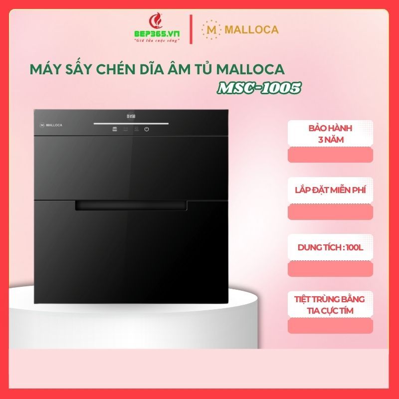 Máy Sấy & Tiệt Trùng Chén Dĩa Malloca MSC-1005 – Kính Đen Sang Trọng, Âm Tủ, Bảo Hành 36 Tháng - BST