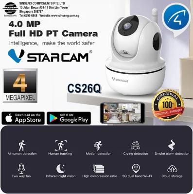 VSTARCAM 5G CS26Q 4MP Dual-Band 2.4G & 5G WiFi Wireless IP Camera H.265 Baby Monitor IP Camera Pan/Tilt/Zoom Security CCTV Camera - (PC-Mobile App:Eye4)