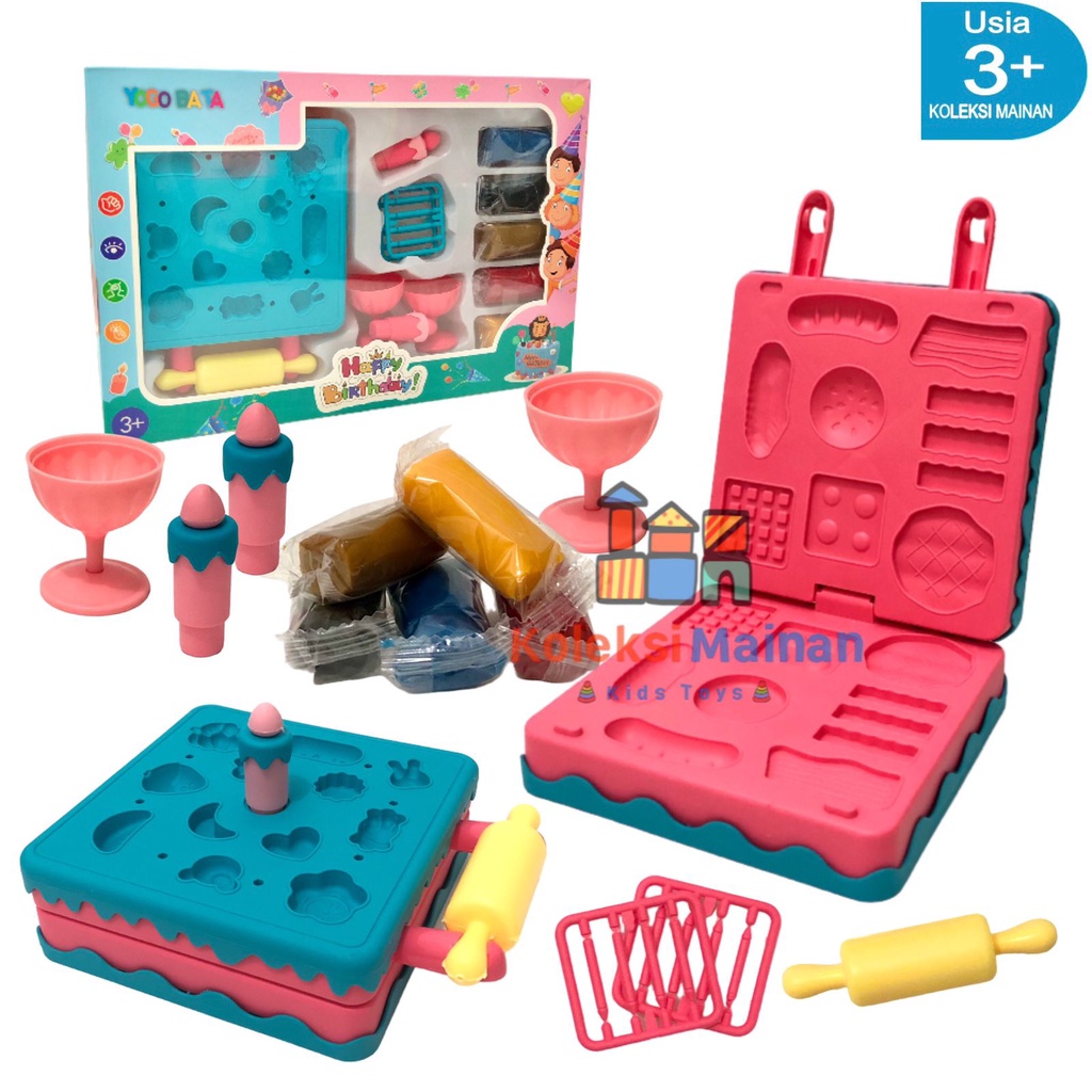 RM STORE Mainan edukasi anak lilin plastisin play fun doh set cetakan kue ulang tahun playdough birthday cake