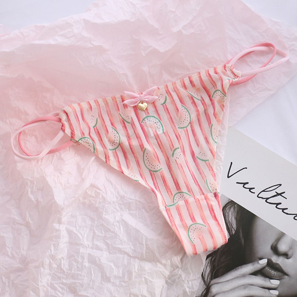 Qingxin thoáng khí dễ thương mèo cạp thấp gấu cho trái tim Hàn Quốc cho nữ Đồ lót lưới sọc tóm tắt Phụ Nữ Cung quần lót